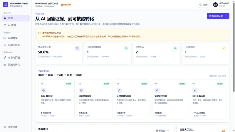LiquidGEO Studio 品牌可见度分析工作台