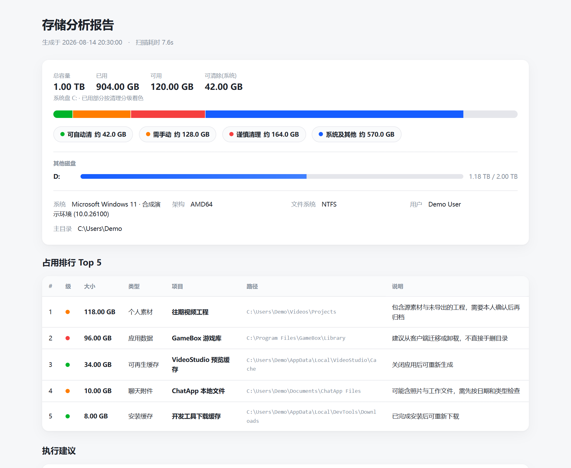 Storage Analyzer 磁盘分析报告概览